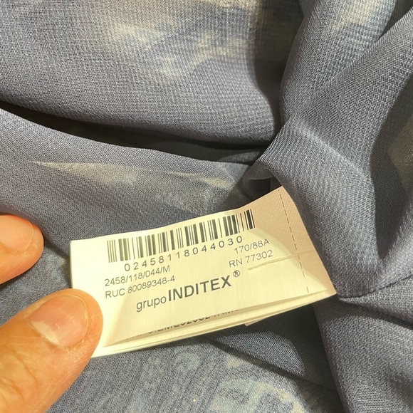 ZARA Blue Metallic Paisley Printed Dress Size: M - Picture 11 of 14